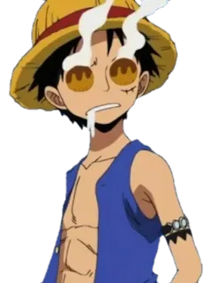 🐙 Monkey D. Luffy One Piece Anime, Manga, One Piece, Luffy, Mũ rơm, Kiệt sức, Hài hước whatsapp sticker