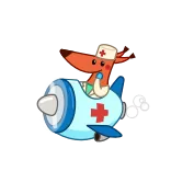 👨‍⚕️ 漫画, 飛行機, 看護師, 犬, 健康, 動物, 飛行 whatsapp sticker