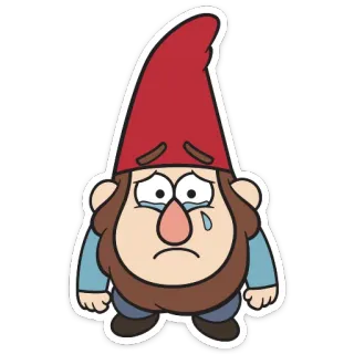 😢 gnomo, llorando, triste, dibujos animados, emocional, tristeza, molesto whatsapp sticker
