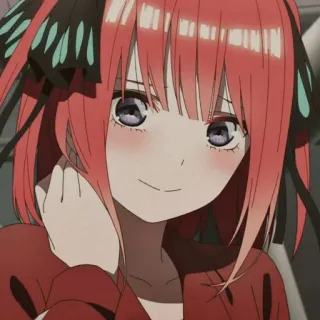 🦋 Nino Nakano The Quintessential Quintuplets anime, gadis, karakter, tersenyum whatsapp sticker