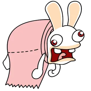 😖 Rabbids rabbid, rabbit, toilet paper, crazy, cartoon telegram sticker