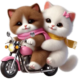 🛵 gato, gatito, moto, animal, kawaii, lindo, dibujo animado, arte digital telegram sticker