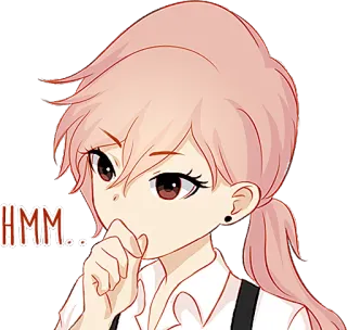 🤔 HMM... Аниме, Думает, Хм, Милый, Девушка whatsapp sticker