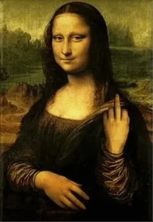🤪 Mona Lisa Mona Lisa, dedo corazón, ofensivo, parodia, arte whatsapp sticker