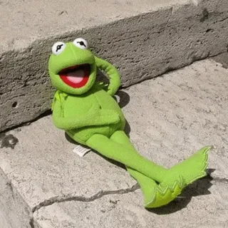 😎 Kermit 커밋, 머펫, 개구리, 인형, 초록색, 포즈 telegram sticker
