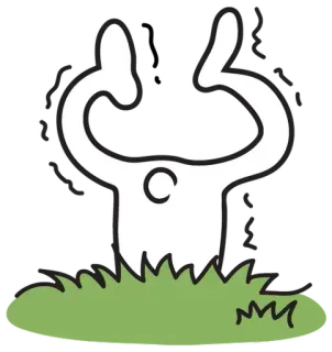 😱 monigote, enterrado, hierba, gracioso, dibujos animados telegram sticker