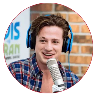 😊 Charlie Puth music, singer, portrait, headphones, microphone telegram sticker