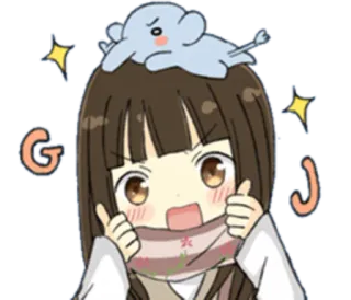 👍 GJ Anime, Dziewczyna, Słodkie, Brokat, Kciuk w górę telegram sticker
