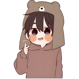 👍 cartoon, cute, boy, bear, anime, character telegram sticker