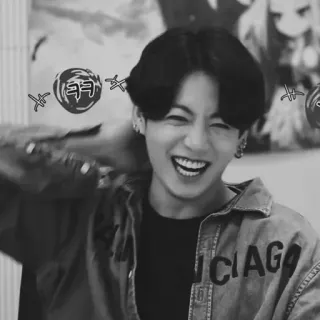 🌚 CIAGA homme, sourire, noir et blanc, veste en jean, personne telegram sticker