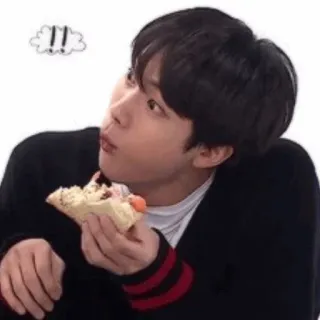 🐚 Jin mangiare, cibo, panino, uomo, kpop, coreano, cantante telegram sticker