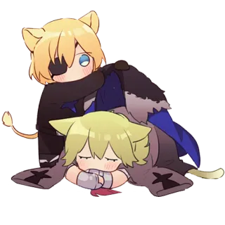 ❤️ fofo, anime, chibi, leão, gato, abraço whatsapp sticker