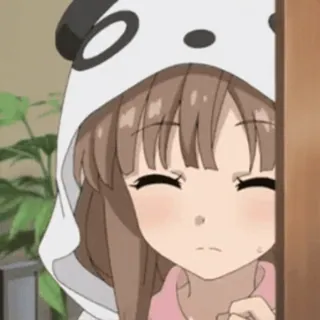 🖤 gadis anime, imut, hoodie panda, kartun, anime telegram sticker