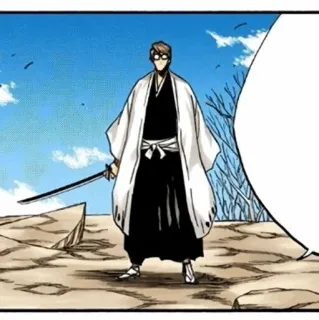 🧬 Sosuke Aizen Bleach 애니메이션, 만화, 검, 캡틴, 안경 telegram sticker