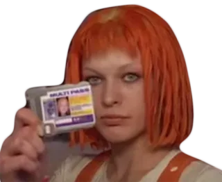 🎫 Leeloo The Fifth Element MULTI PASS leeloo, multipass, the fifth element, film, fiksi ilmiah, milla jovovich telegram sticker