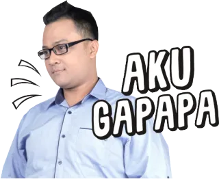 😭 AKU GAPAPA Mann, Brille, Aku Gapapa, Indonesisch, Ausdruck, Casual, Sticker whatsapp sticker