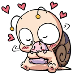 🤗 Cartoon, Niedlich, Kawaii, Herzen, Liebe, Schnecke, Figur telegram sticker