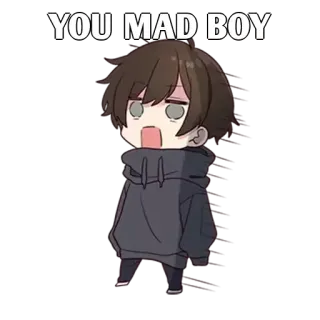 ✨ YOU MAD BOY Anime, Ragazzo, Chibi, Pazzo, Arrabbiato, Cartone animato, Carino whatsapp sticker