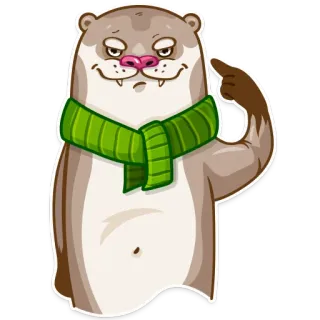 🤨 rái cá, động vật, khăn quàng cổ, dễ thương, hoạt hình, động vật có vú telegram sticker