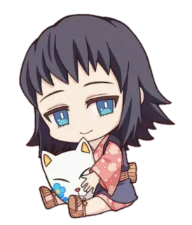 🙂 Anime, Chibi, Personaggio, Kimono, Maschera da volpe, Carino, Kawaii telegram sticker