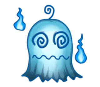 👻 geist, cartoon, blau, spiralaugen, gruselig, geist whatsapp sticker