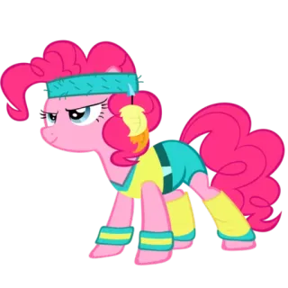 💪 Pinkie Pie My Little Pony пони, мультфильм, розовый, лошадь, упражнение, тренировка telegram sticker