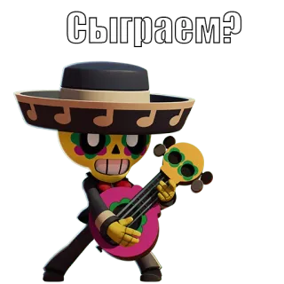 👨‍💻 Сыграем? Cartoon, Skelett, Gitarre, Hut, Mexikaner telegram sticker