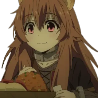 😊 Raphtalia The Rising of the Shield Hero Anime, Cartone animato, Raphtalia, Tanuki, Mangiare telegram sticker