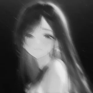 🖤 Anime, Garota, Arte, Preto e branco, Retrato telegram sticker