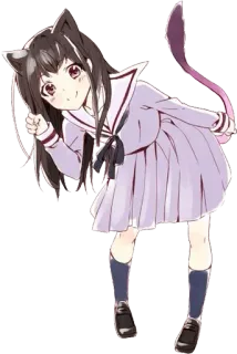 😽 Anime, Cô gái mèo, Kawaii, Dễ thương, Cô gái, Đồng phục học sinh, Neko telegram sticker