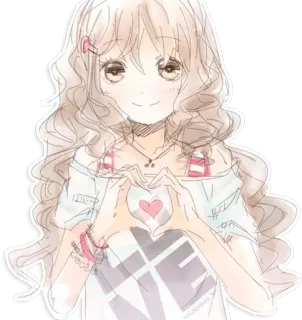 ❤ Anime, Ragazza, Cuore, Carino, Disegno telegram sticker