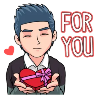 💝 FOR YOU cuore, amore, regalo, san valentino, saluto, per te, cartoni animati, carino whatsapp sticker