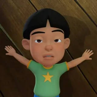 👼 Kartun, Anak laki-laki, Karakter, Kaos hijau, Bintang, Animasi telegram sticker