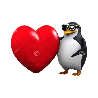 ❤ chim cánh cụt, trái tim, tình yêu, hoạt hình, kính râm telegram sticker