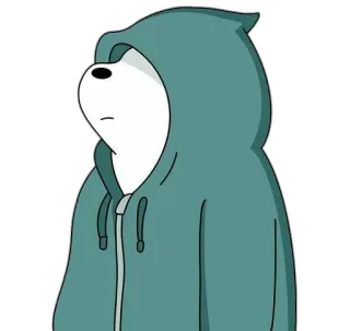 😞 Ice Bear We Bare Bears bear, cartoon, animal, hoodie, polar bear telegram sticker