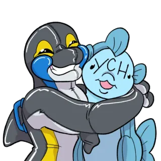 🫂 YCH sticker, mignon, animal, personnage, câlin, dessin animé, illustration telegram sticker