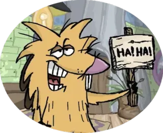 ⚪️ HA! HA! cartoon, beaver, funny, laughing, sign telegram sticker