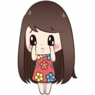 😟 เด็กผู้หญิง, ร้องไห้, เศร้า, อนิเมะ, การ์ตูน telegram sticker