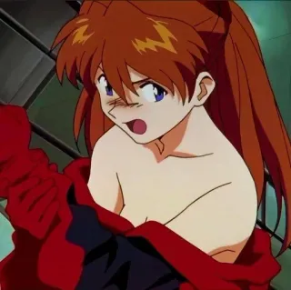 ❤️ Asuka Langley Sohryu Neon Genesis Evangelion Anime, Rambut Merah, Remaja, Gugup telegram sticker