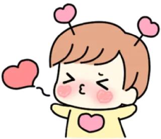 😘 imut, kawaii, hati, cinta, kartun, karakter, berciuman telegram sticker