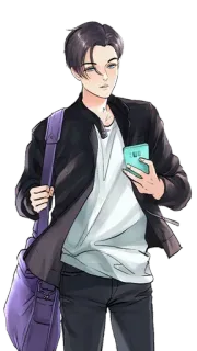 😗 Anime, Manga, Mężczyzna, Osoba, Na luzie, Student telegram sticker
