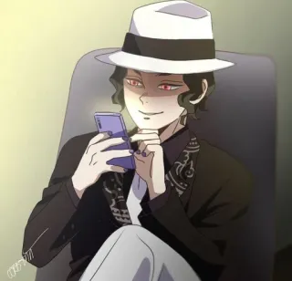 🥀 Muzan Kibutsuji Demon Slayer Muzan, Demon Slayer, Anime, Personagem, Homem, Chapéu, Telefone telegram sticker
