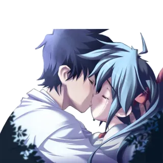 ❤ baiser, animé, romance, amour, couple telegram sticker