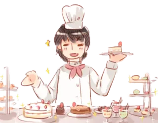 🍰 厨师, 蛋糕, 甜点, 糕点, 烘焙, 食物, 甜食 telegram sticker