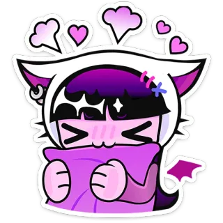 ⭐ mono, anime, kawaii, corazones, personaje, morado telegram sticker