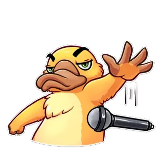 😤 duck, animal, cartoon, microphone, funny, cute, character telegram sticker