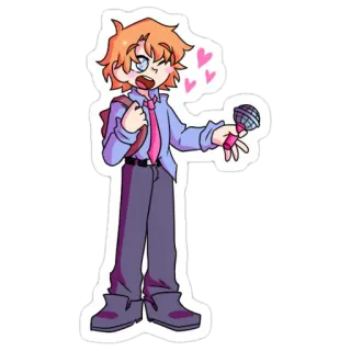 🥰 Senpai Friday Night Funkin' anime, cartoon, game, microphone, love whatsapp sticker