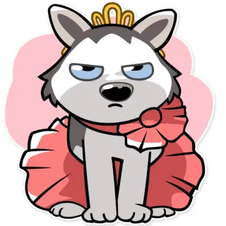 😕 Hund, Prinzessin, Krone, Haustier, süß, Tier, Cartoon, Husky whatsapp sticker