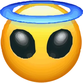 😇 Emoji, Engel, Heiligenschein, Gelb, Cartoon whatsapp sticker