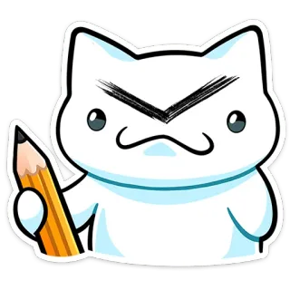 ⭐ cartoon, cat, pencil, drawing, angry, cute telegram sticker